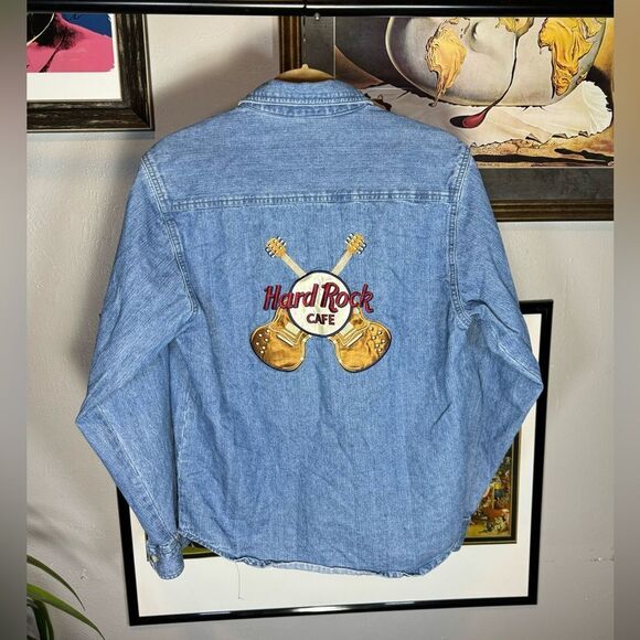Vintage Hard Rock Cafe Denim Button Up Shirt - Picture 1 of 7